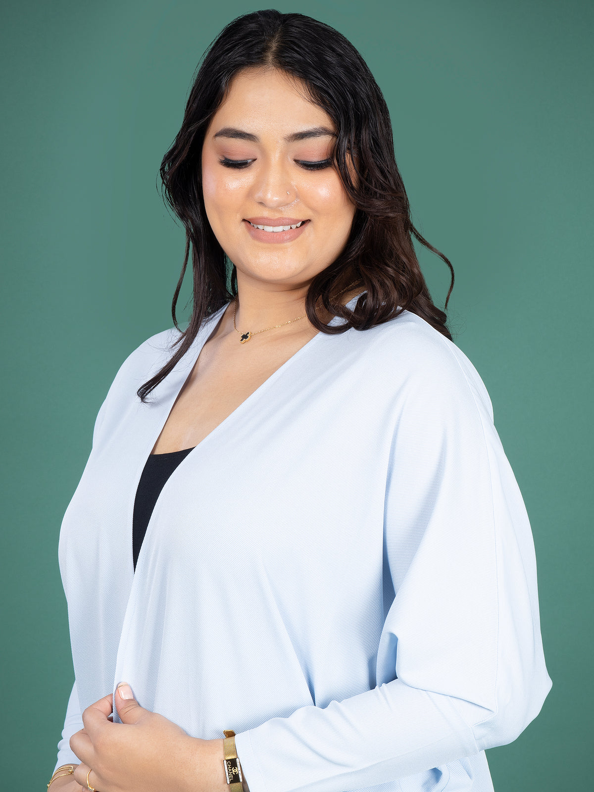 HANA OPEN CAPE - POWDER BLUE