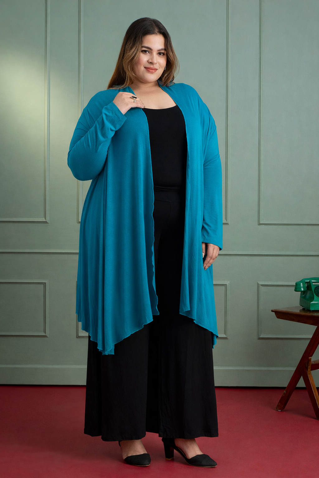 AIRA RUFFLE JACKET - TURQUOISE BLUE