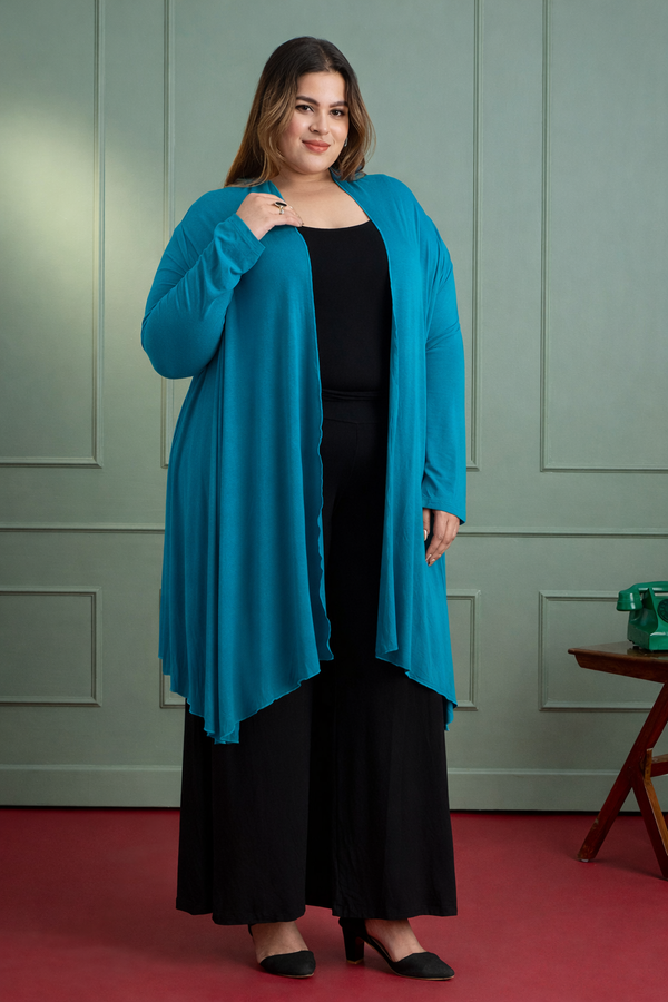 AIRA RUFFLE JACKET - TURQUOISE BLUE