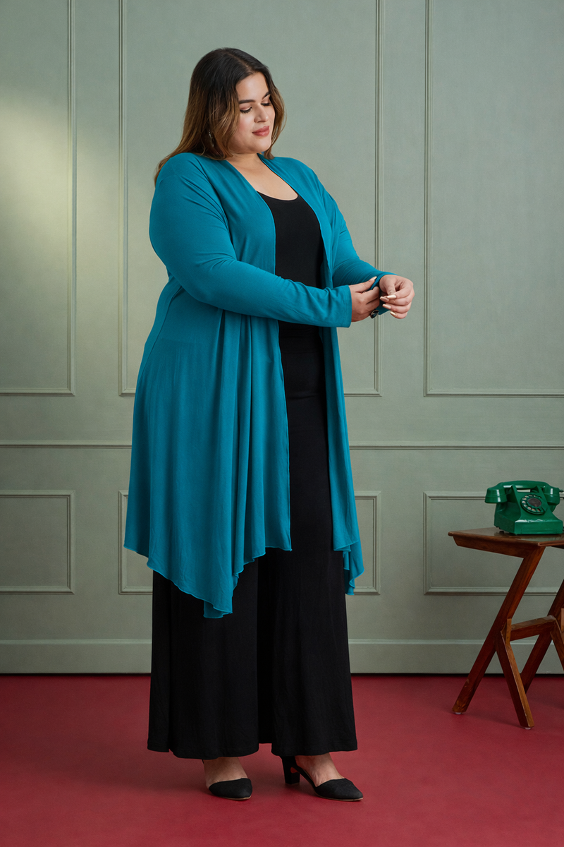 AIRA RUFFLE JACKET - TURQUOISE BLUE