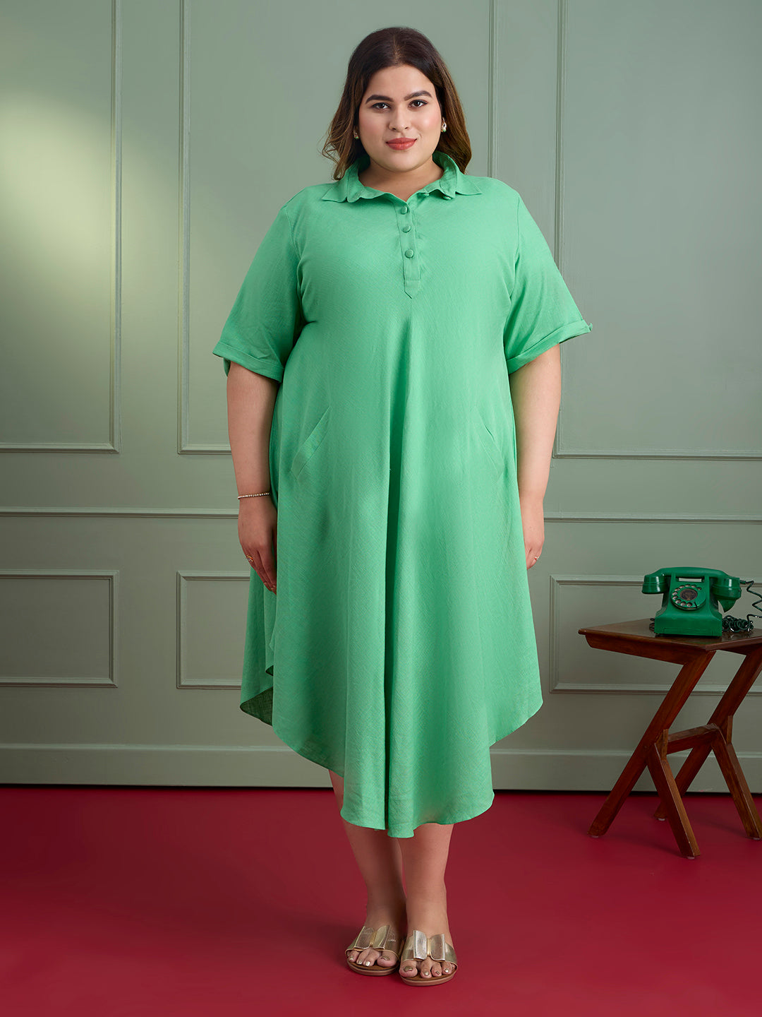 MINT BREEZE LINEN DRESS
