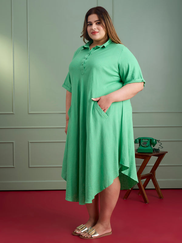 MINT BREEZE LINEN DRESS