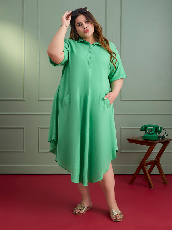 MINT BREEZE LINEN DRESS