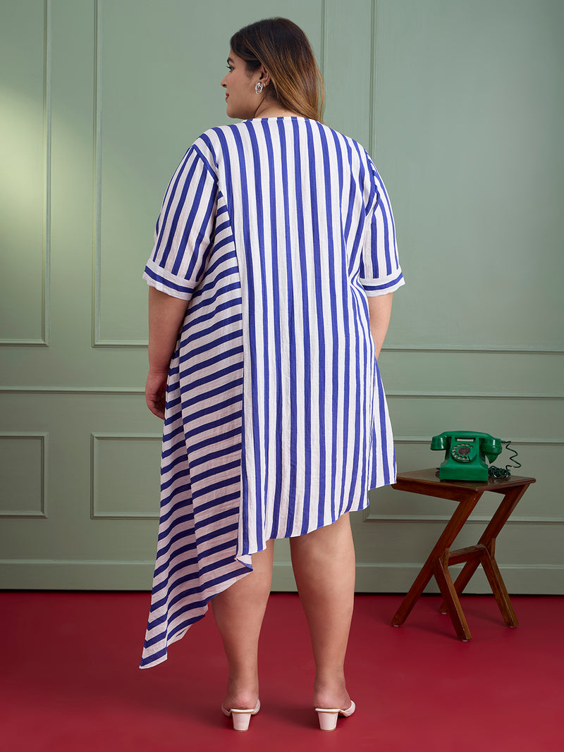 MARINE STRIPE FLOW DRESSS