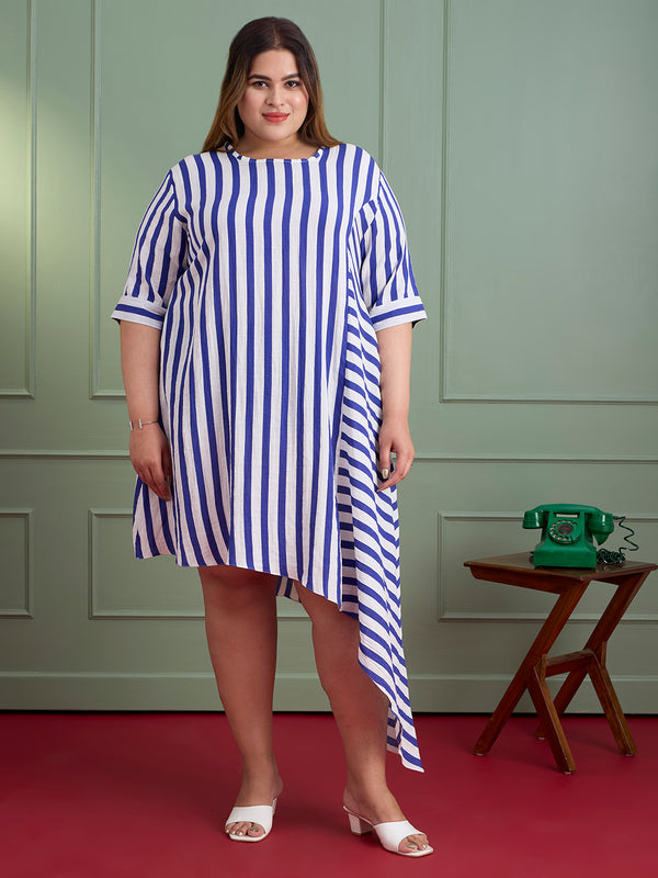 MARINE STRIPE FLOW DRESSS