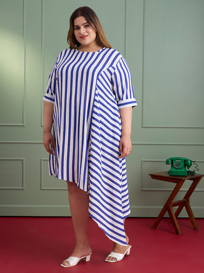 MARINE STRIPE FLOW DRESSS