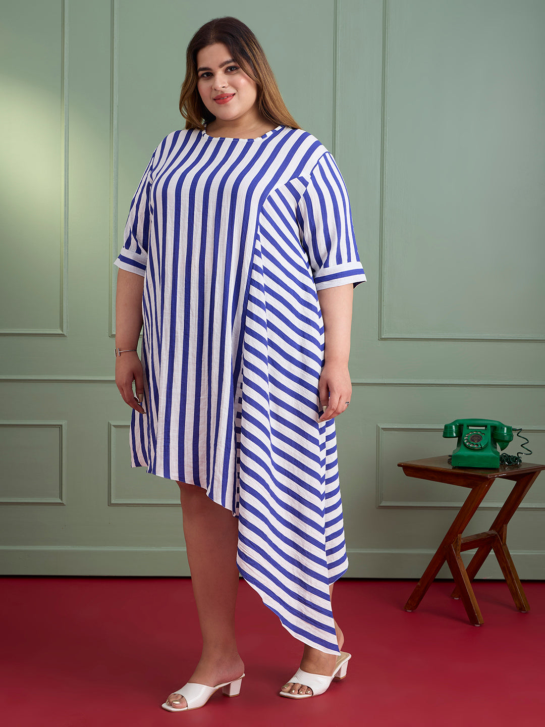 MARINE STRIPE FLOW DRESSS