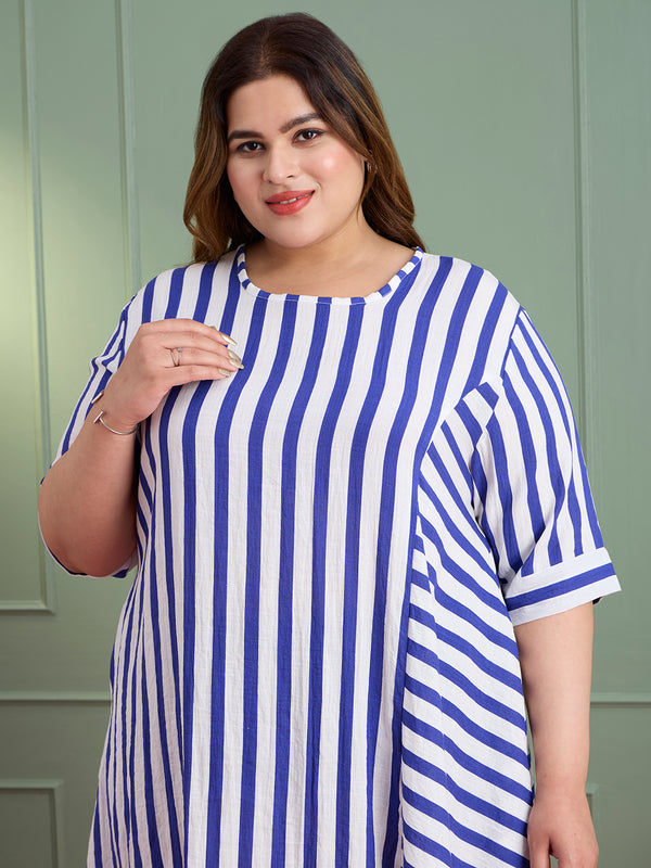 MARINE STRIPE FLOW DRESSS