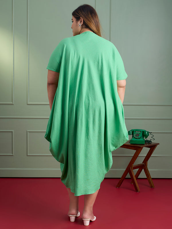 SAGE LINEN DRAPE DRESS