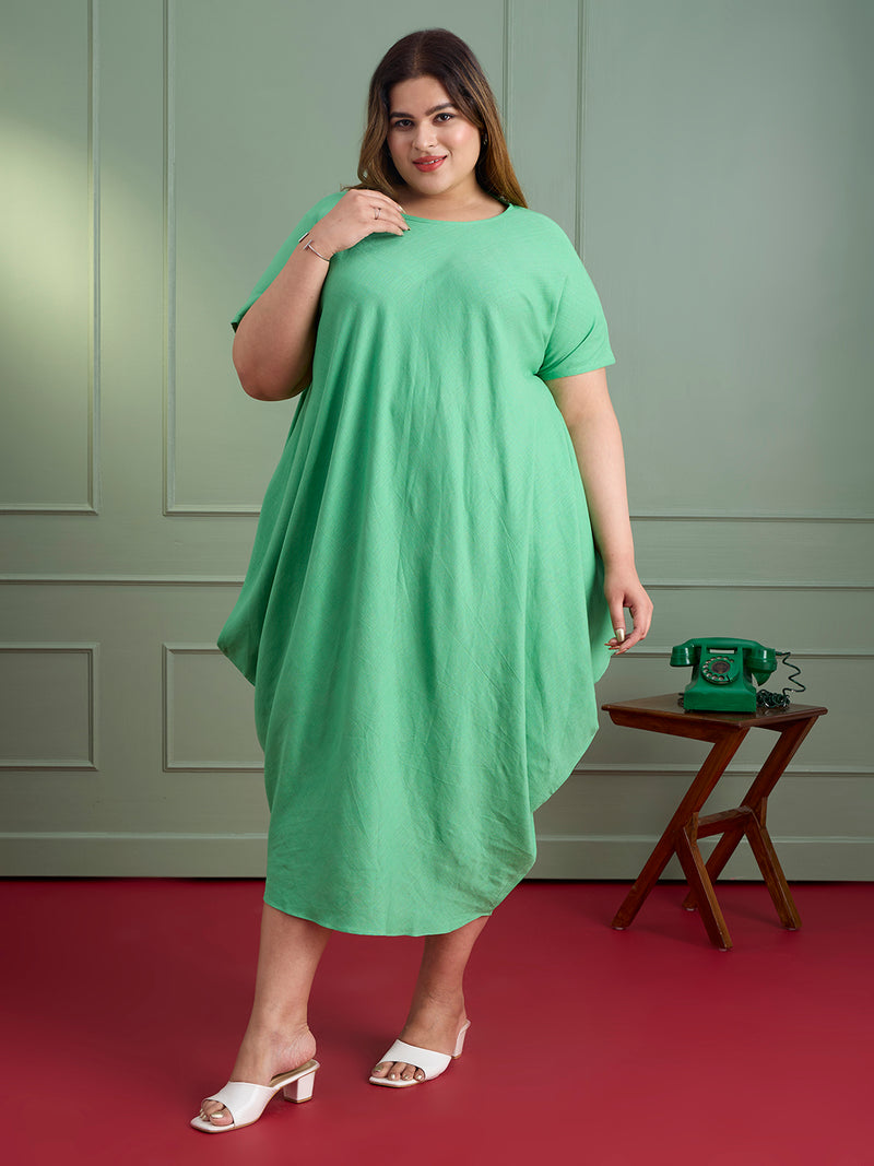 SAGE LINEN DRAPE DRESS