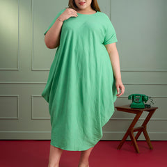 SAGE LINEN DRAPE DRESS