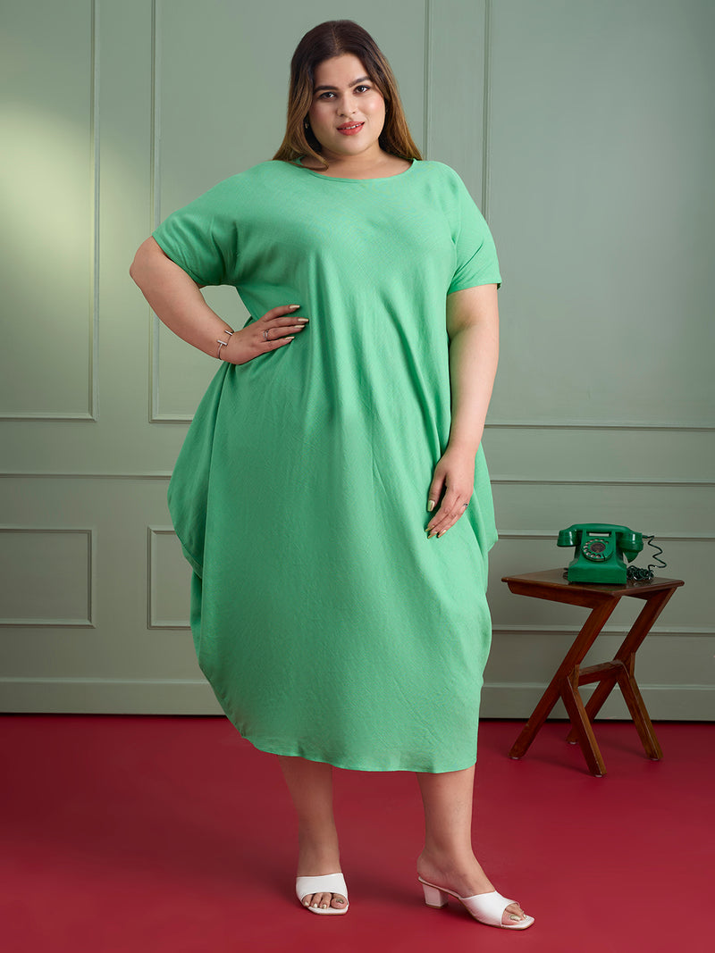 SAGE LINEN DRAPE DRESS