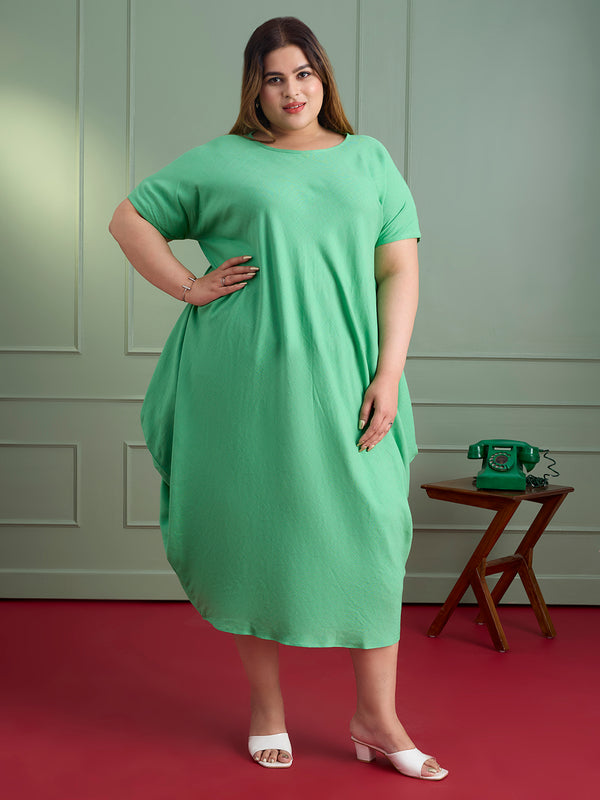 SAGE LINEN DRAPE DRESS