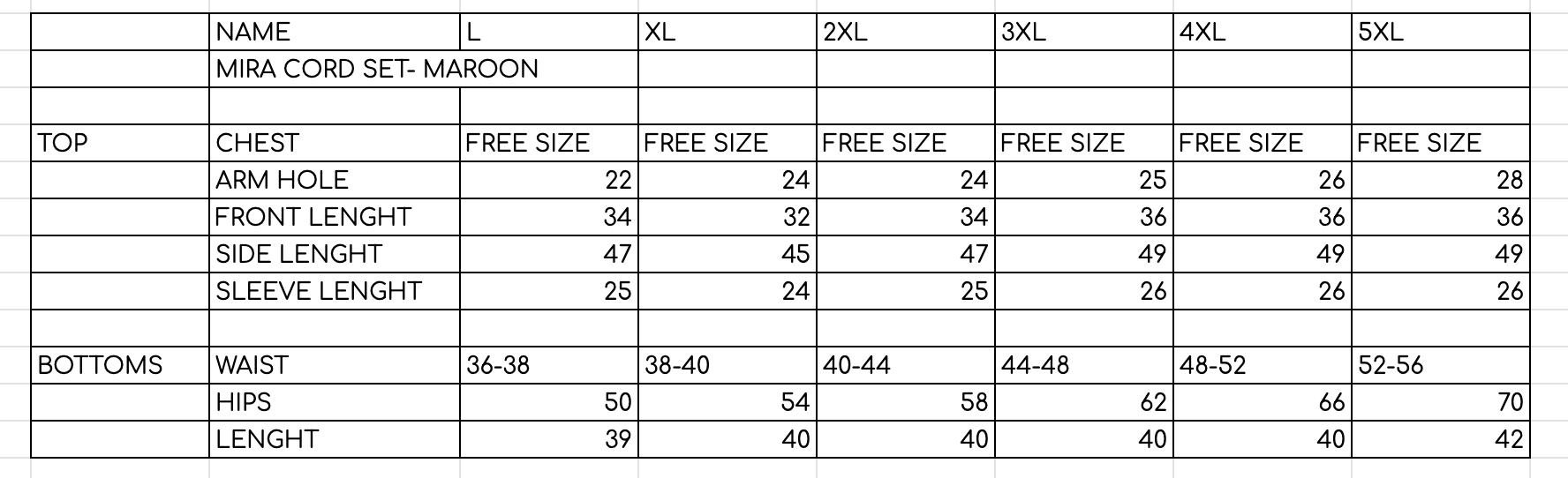 Size Guide