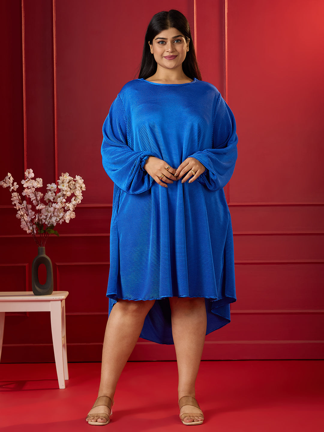 PLEATED COCOON DRESS