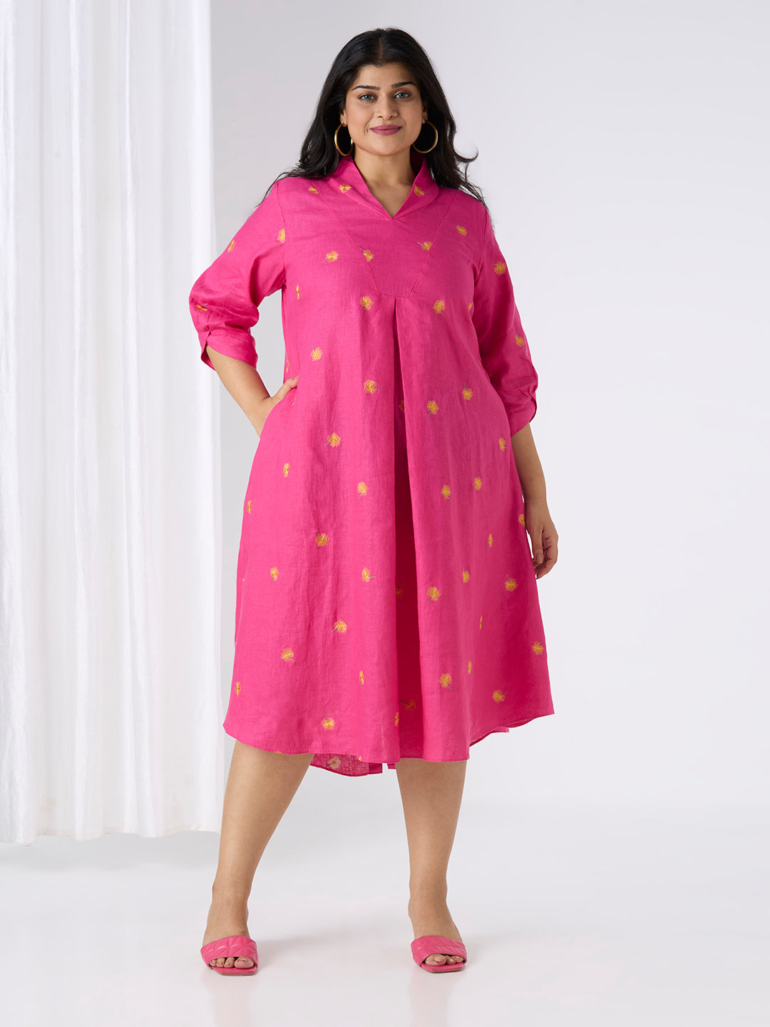 AURORA PINK LINEN DRESS