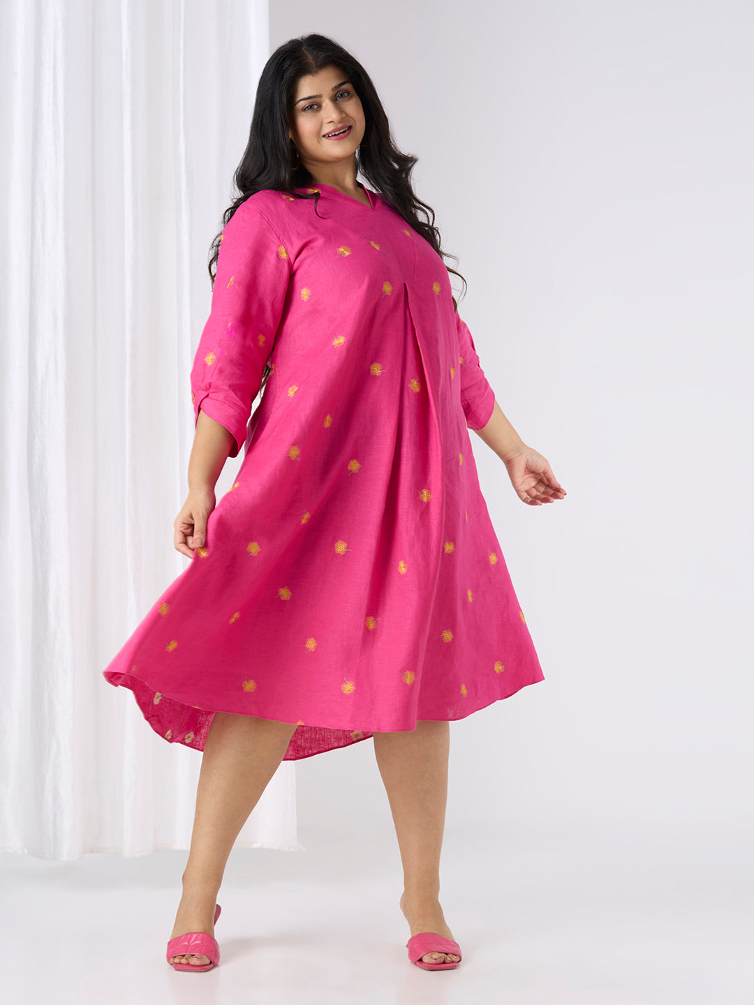 AURORA PINK LINEN DRESS