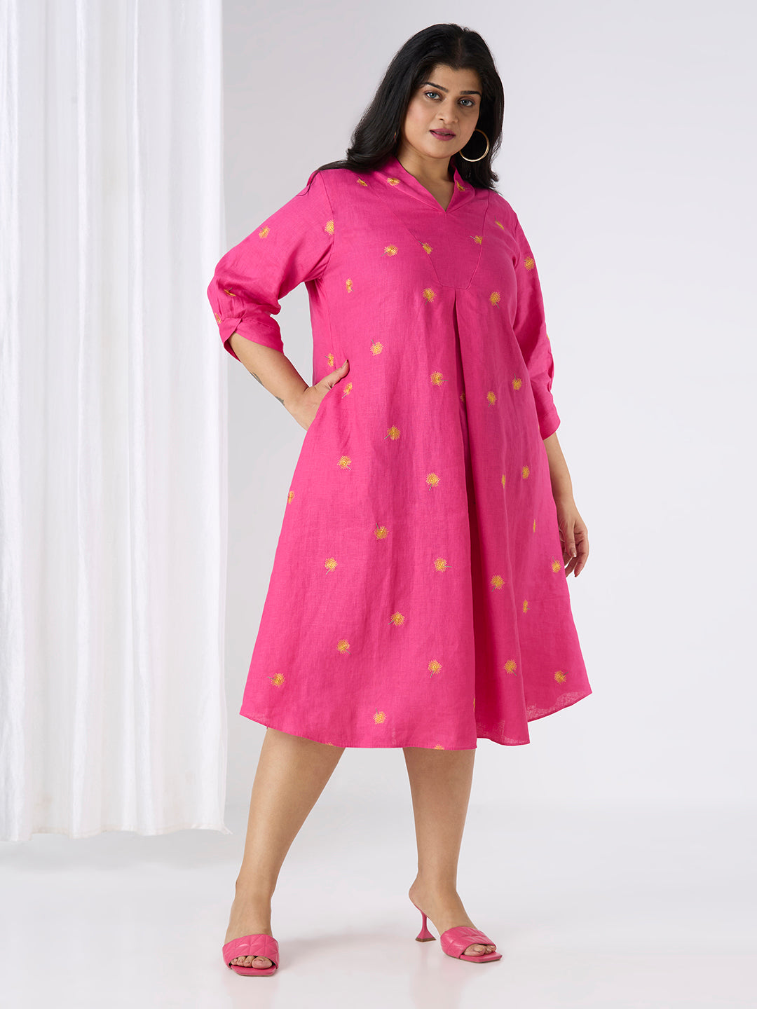 AURORA PINK LINEN DRESS