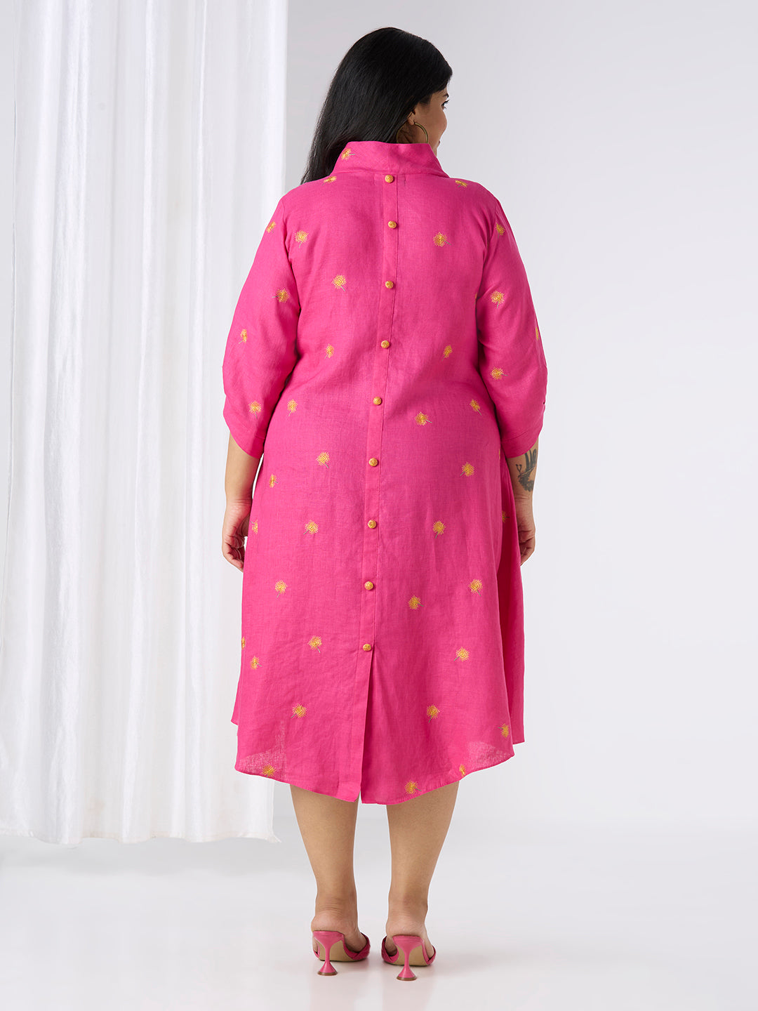 AURORA PINK LINEN DRESS