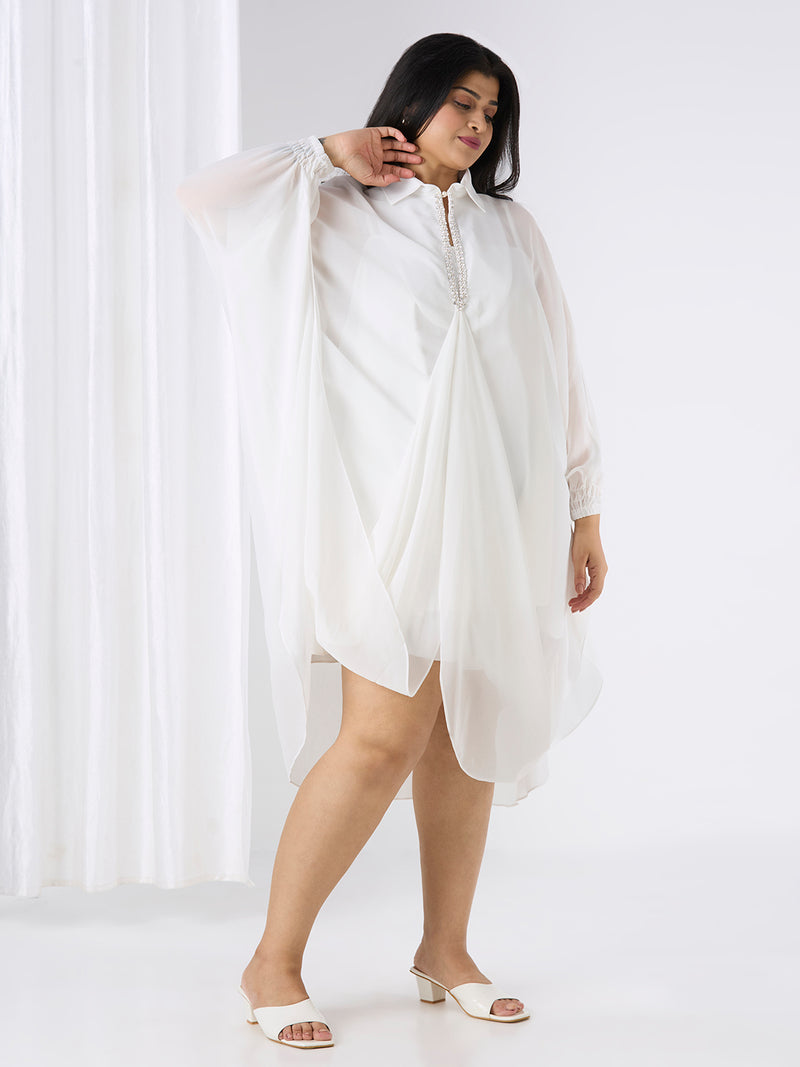 SELENE KAFTAN DRESS - WHITE