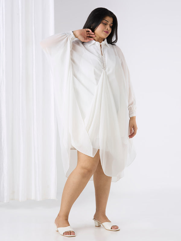 SELENE KAFTAN DRESS - WHITE