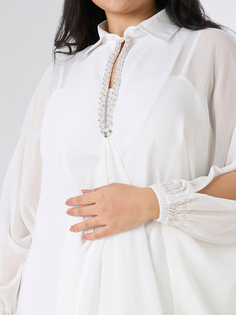 SELENE KAFTAN DRESS - WHITE