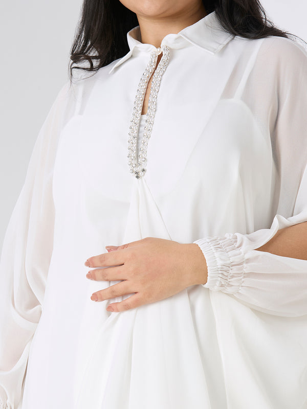 SELENE KAFTAN DRESS - WHITE