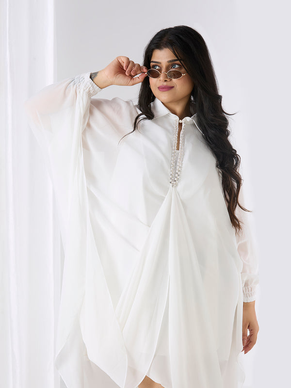 SELENE KAFTAN DRESS - WHITE