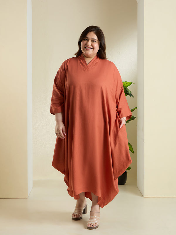 ANYA LINEN COWL DRESS