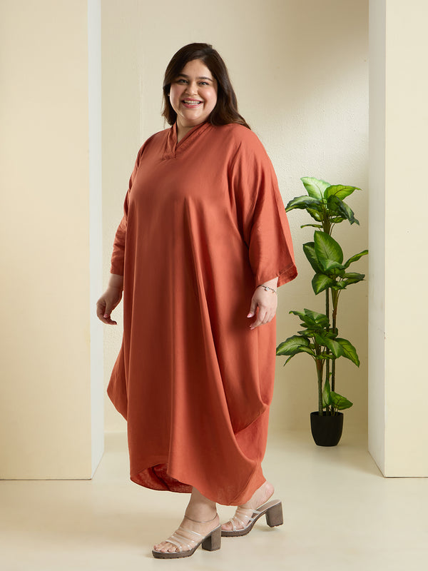 ANYA LINEN COWL DRESS