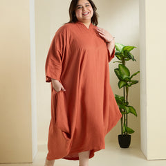 ANYA LINEN COWL DRESS