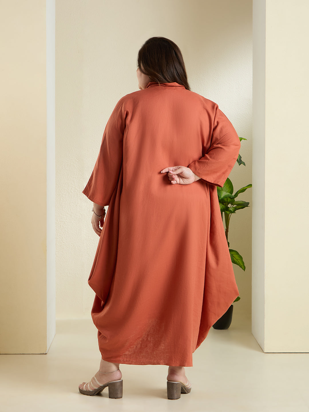 ANYA LINEN COWL DRESS