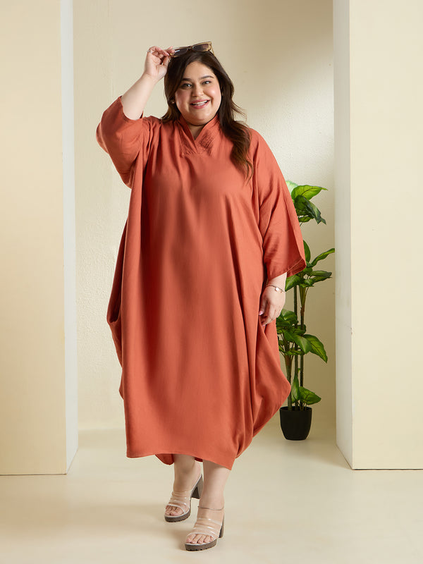 ANYA LINEN COWL DRESS