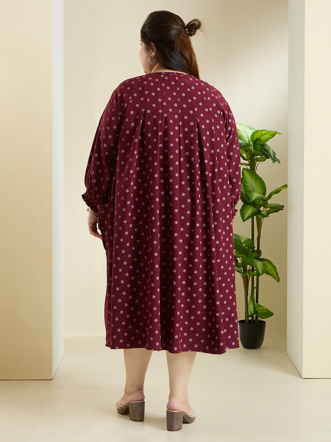 RHEA POLKA MIDI DRESS
