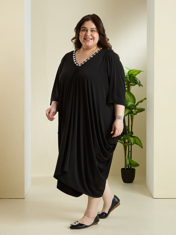 AURA STATEMENT DRESS - BLACK