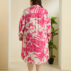 PINK PALMS SHIRT DRESS