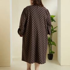 MOCHA DOT SHIFT DRESS