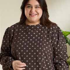 MOCHA DOT SHIFT DRESS