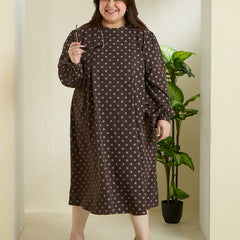 MOCHA DOT SHIFT DRESS