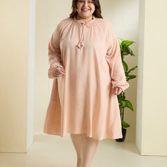 PEACHY FRILL LINEN DRESS