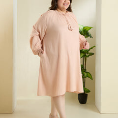 PEACHY FRILL LINEN DRESS