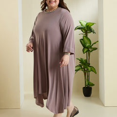 NORA STATEMENT DRESS - TAUPE