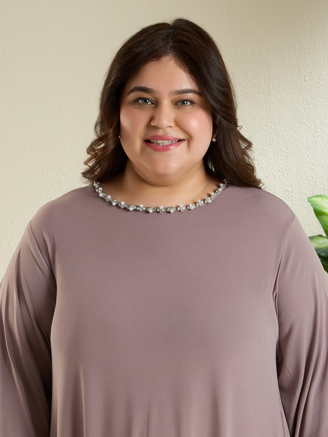 NORA STATEMENT DRESS - TAUPE