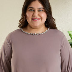 NORA STATEMENT DRESS - TAUPE