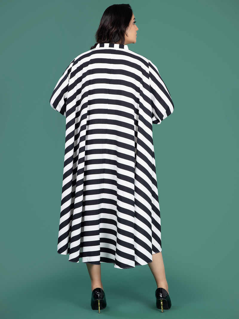 MONO STRIPE FLOW DRESS