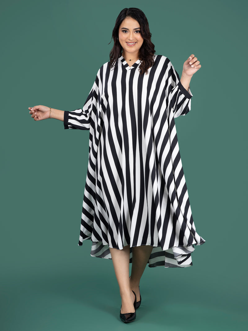 MONO STRIPE FLOW DRESS