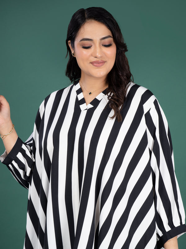MONO STRIPE FLOW DRESS