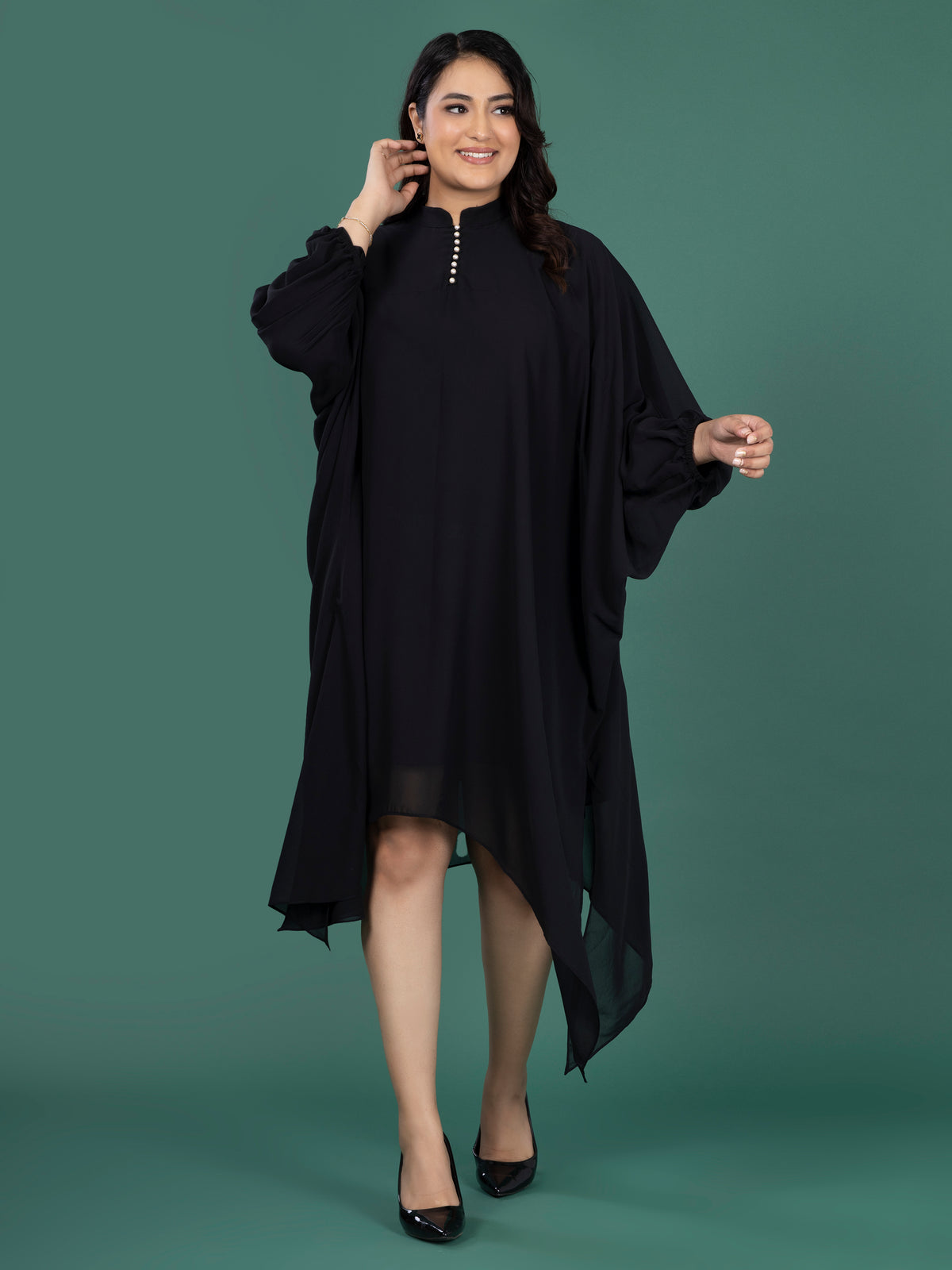 KAFTAN FLOW DRESS - JET BLACK