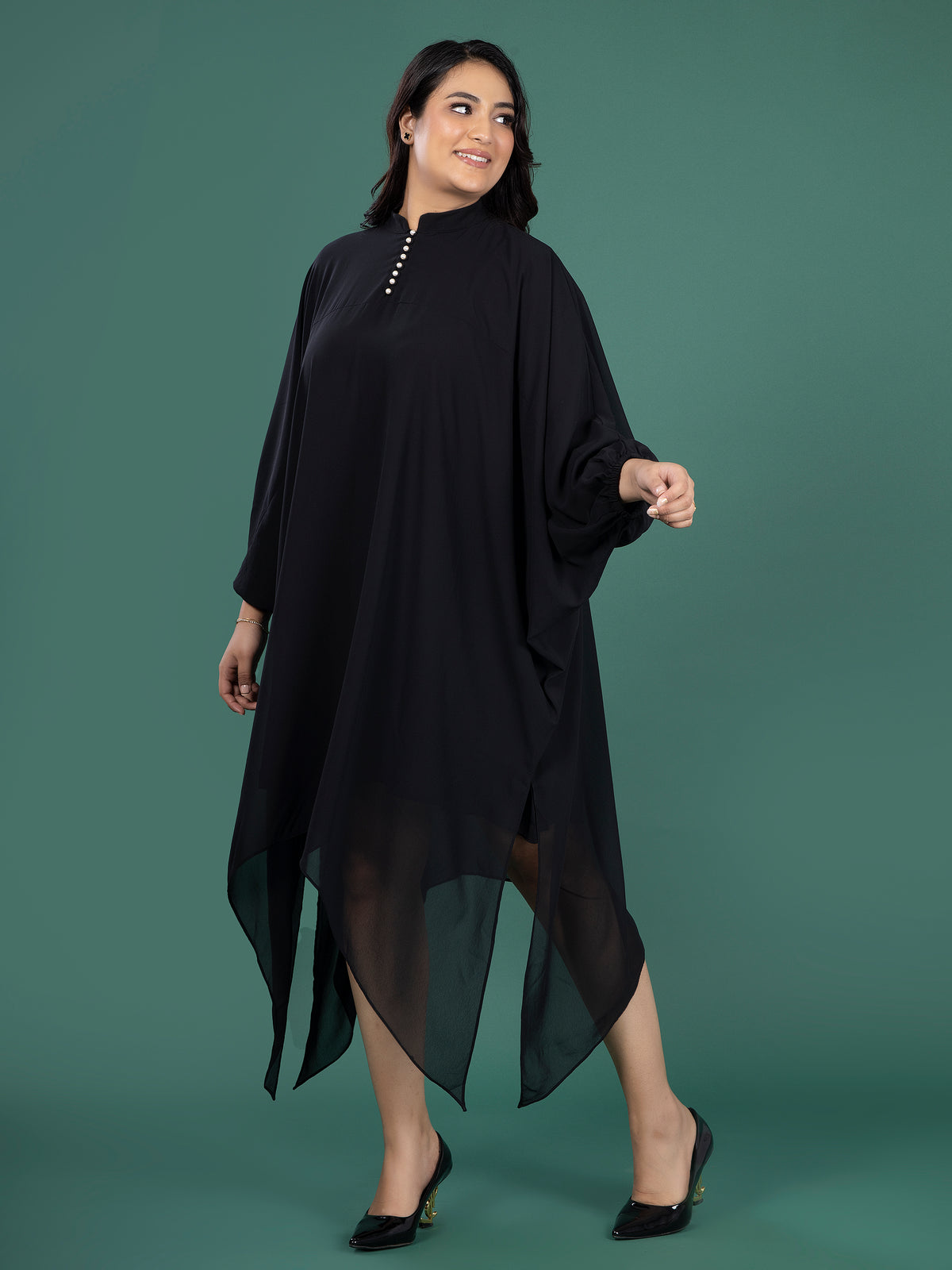 KAFTAN FLOW DRESS - JET BLACK