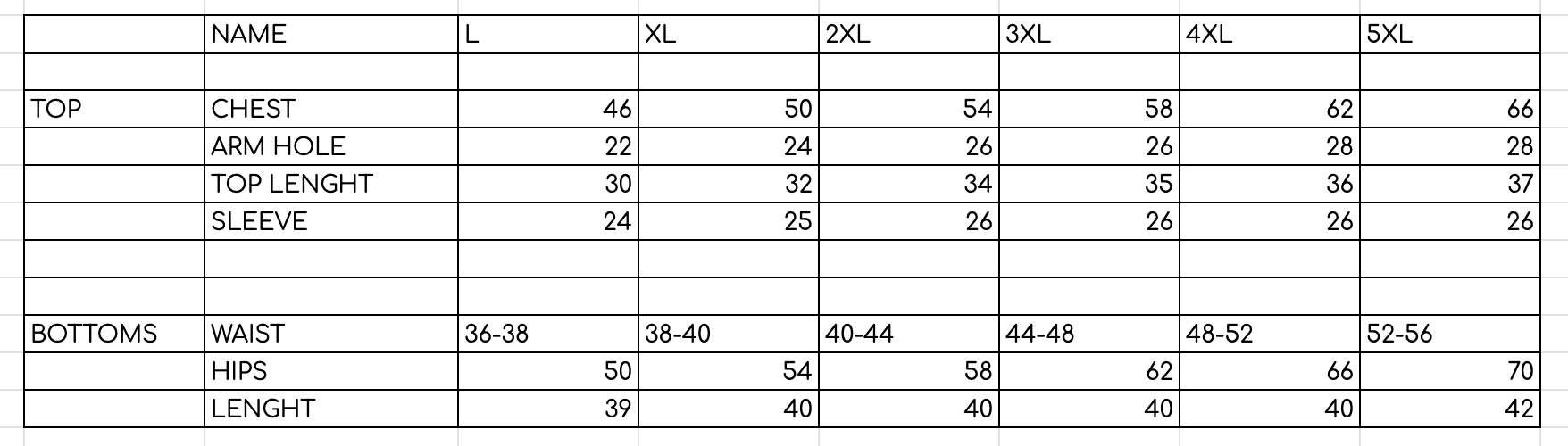 Size Guide